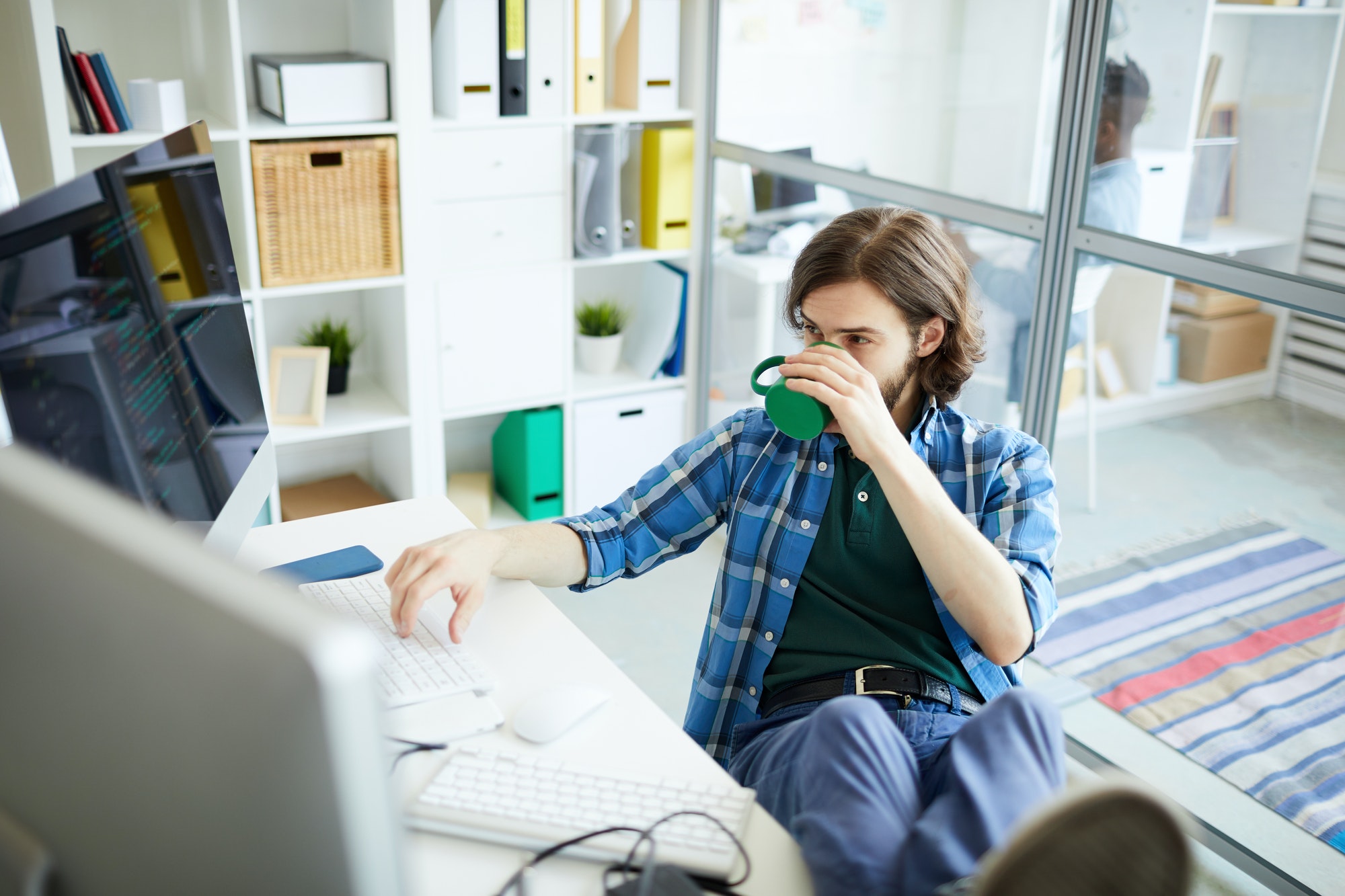 Software engineer working in office